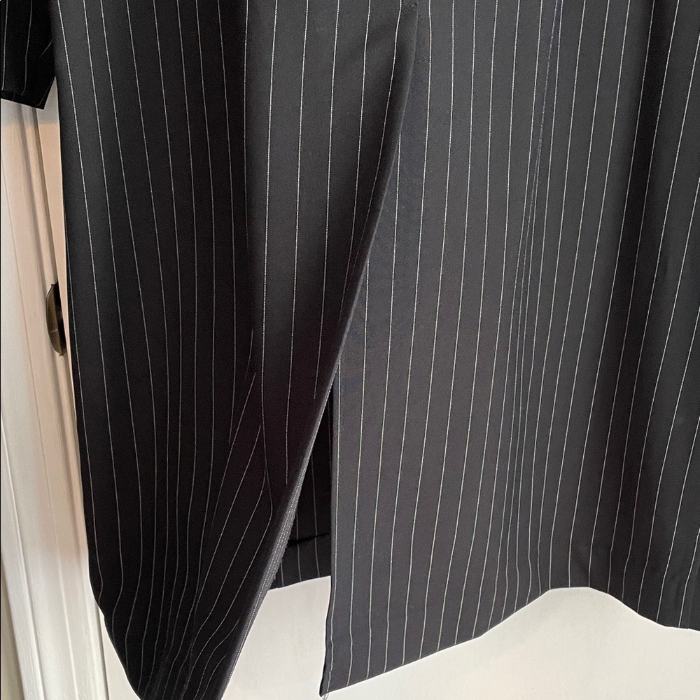 Donna Ricco Black & White Pinstripe Duster Coat 18W - Picture 8 of 11